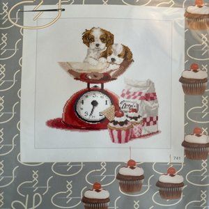 THEA GOUVERNEUR Cupcake Puppy Cross Stitch Kit with Aida Fabric NEW